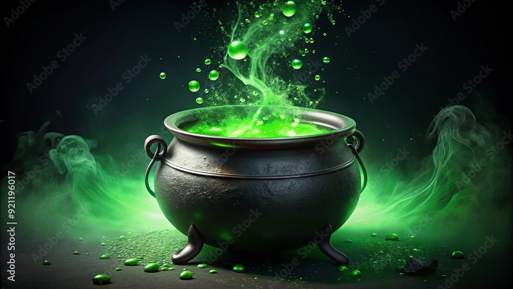 Green potion bubbling in black cauldron, magic, potion, witchcraft, Halloween, brew, creepy, spooky, cauldron, bubbling Green potion bubbling in black cauldron, magic, potion, witchcraft, Halloween, brew, creepy, spooky, cauldron, bubbling