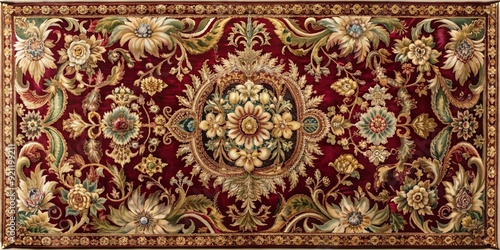 Luxurious velvet tapestry with intricate ornate patterns and textures evoking a sense of opulence , Velvet, tapestry