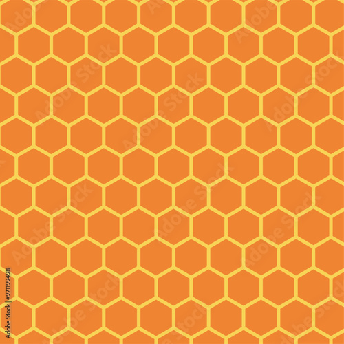Honeycomb pattern vector illustration. Concept of honey and bees. Orange color hexagon honey comb pattern. Modern Colorful geometric trendy hexagons pattern design.