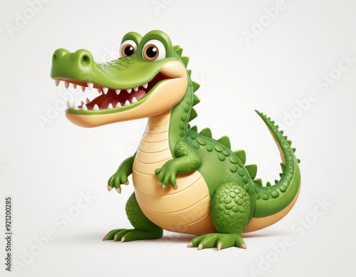 crocodile with his mouth open, 3d cartoon style Generative AI