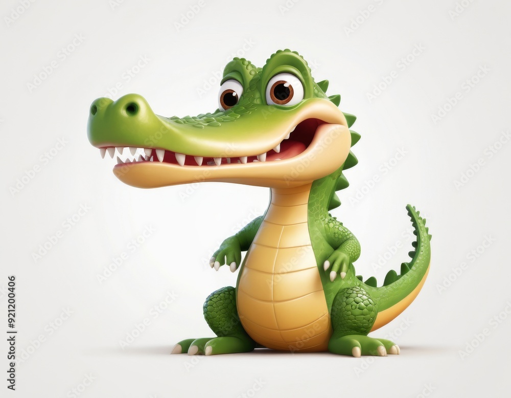 Fototapeta premium crocodile with a smile, 3d cartoon style Generative AI