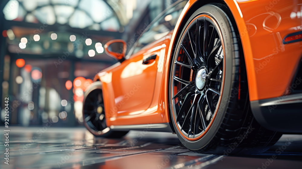 Luxury Car with High Performance Brake Pads in Sleek Urban Setting - Perfect for Automotive Design Luxury Car with High Performance Brake Pads in Sleek Urban Setting - Perfect for Automotive Design