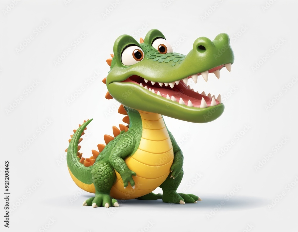 Fototapeta premium crocodile with his mouth open, 3d cartoon style Generative AI