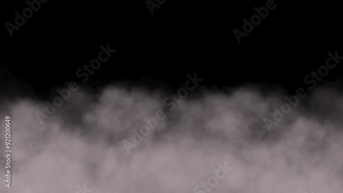 White smoke slowly floating horizontally on black background