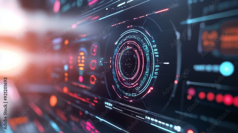 a futuristic interface with glowing circle a futuristic interface with glowing circle