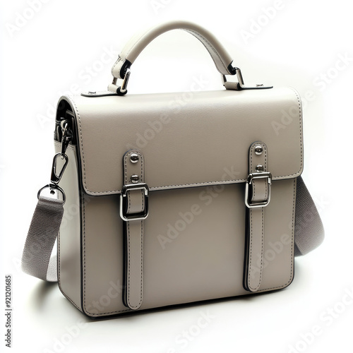 Stylish Satchel in Grey Leather with Top Handle and Sleek Design