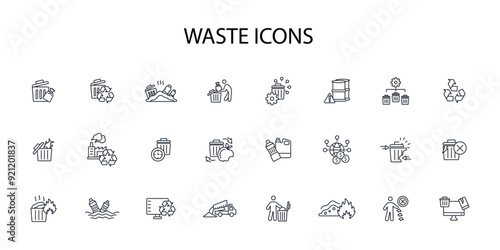 Waste icon set.vector.Editable stroke.linear style sign for use web design,logo.Symbol illustration. photo