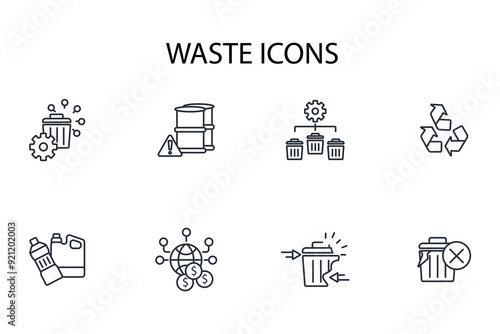 Waste icon set.vector.Editable stroke.linear style sign for use web design,logo.Symbol illustration. photo