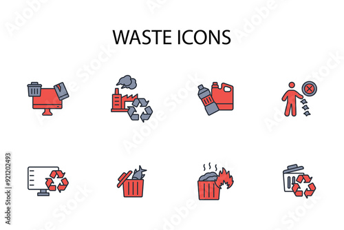 Waste icon set.vector.Editable stroke.linear style sign for use web design,logo.Symbol illustration. photo