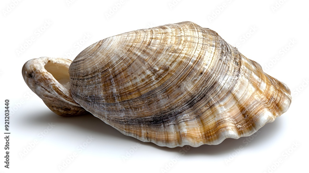 Detailed Close up of Geoduck Clam Shell on White Background Detailed Close up of Geoduck Clam Shell on White Background