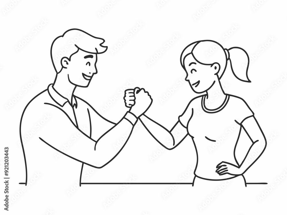 continuous single line drawing of two people doing a fist bump, line art vector illustration
continuous single line drawing of two people doing a fist bump, line art vector illustration