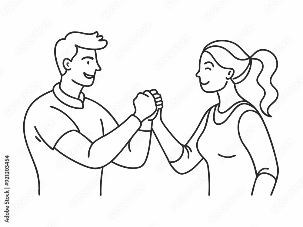 continuous single line drawing of two people doing a fist bump, line art vector illustration
continuous single line drawing of two people doing a fist bump, line art vector illustration