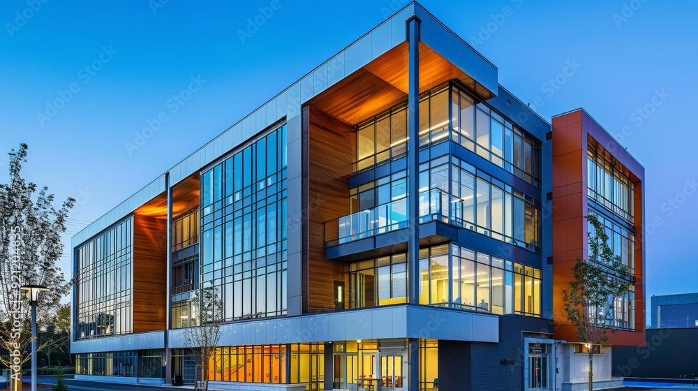 A modern school building facade showcasing architectural excellence and functionality. A modern school building facade showcasing architectural excellence and functionality.