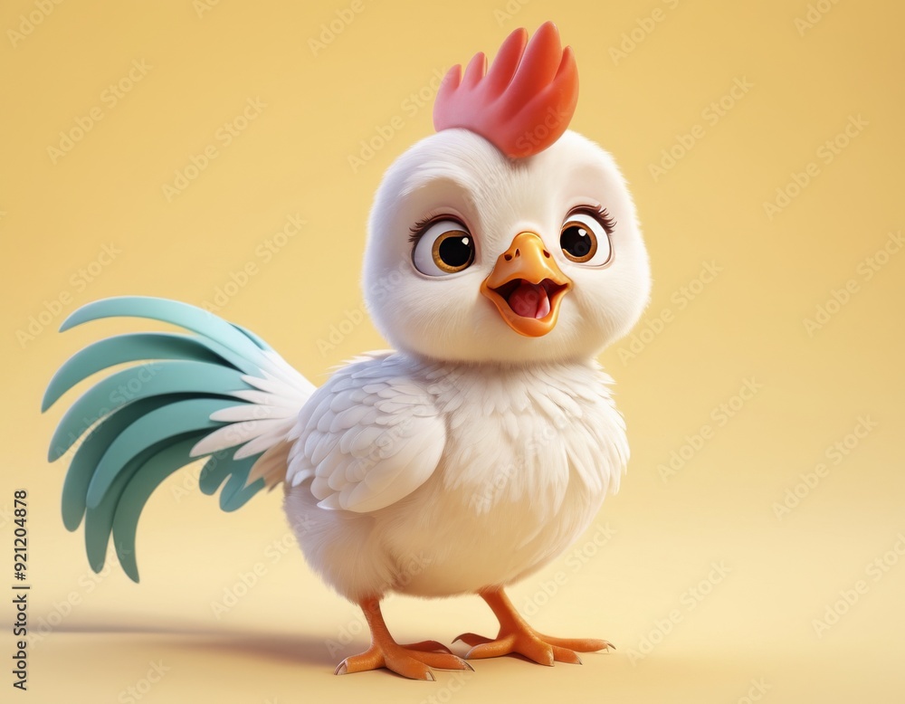 3d cute chicken Farm animal for children book Generative AI 3d cute chicken Farm animal for children book Generative AI