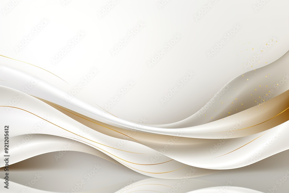 Abstract white background with golden lines and dots. Abstract white background with golden lines and dots.