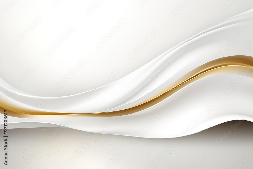 Abstract white background with golden wave and glitter. Abstract white background with golden wave and glitter.