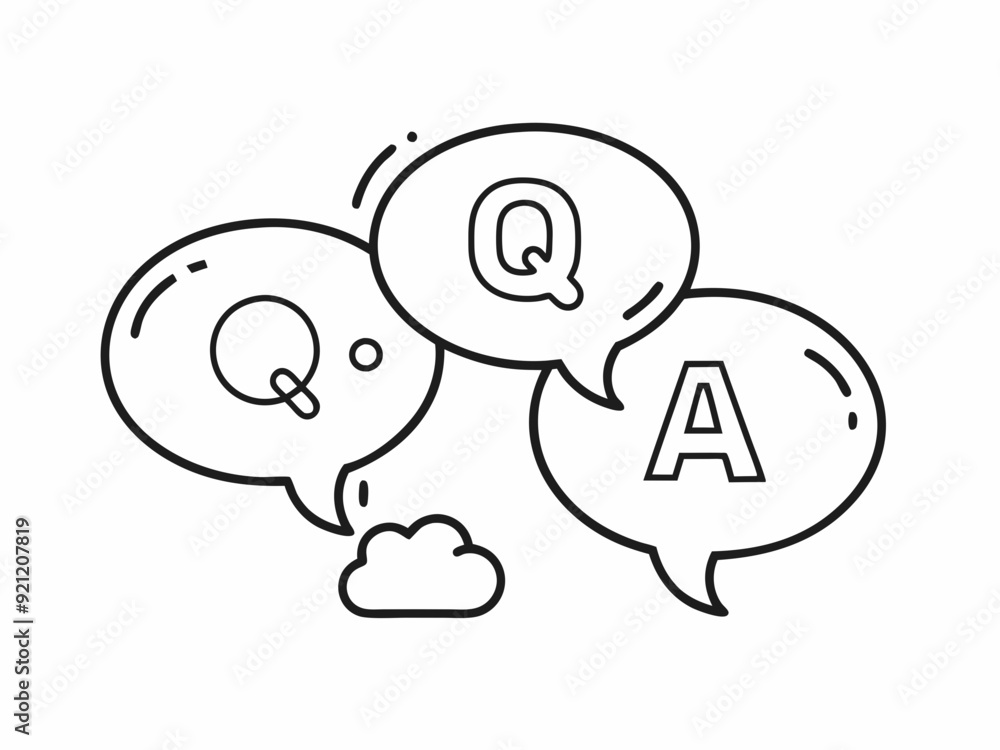 continuous single line drawing of Q and A in speech bubbles, questions and answers concept line art vector illustration
continuous single line drawing of Q and A in speech bubbles, questions and answers concept line art vector illustration