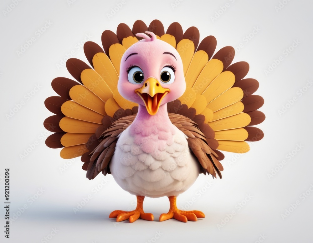 Cute turkey in 3d cartoon character on white background Isolated Farm animal for kids Story book Generative AI Cute turkey in 3d cartoon character on white background Isolated Farm animal for kids Story book Generative AI