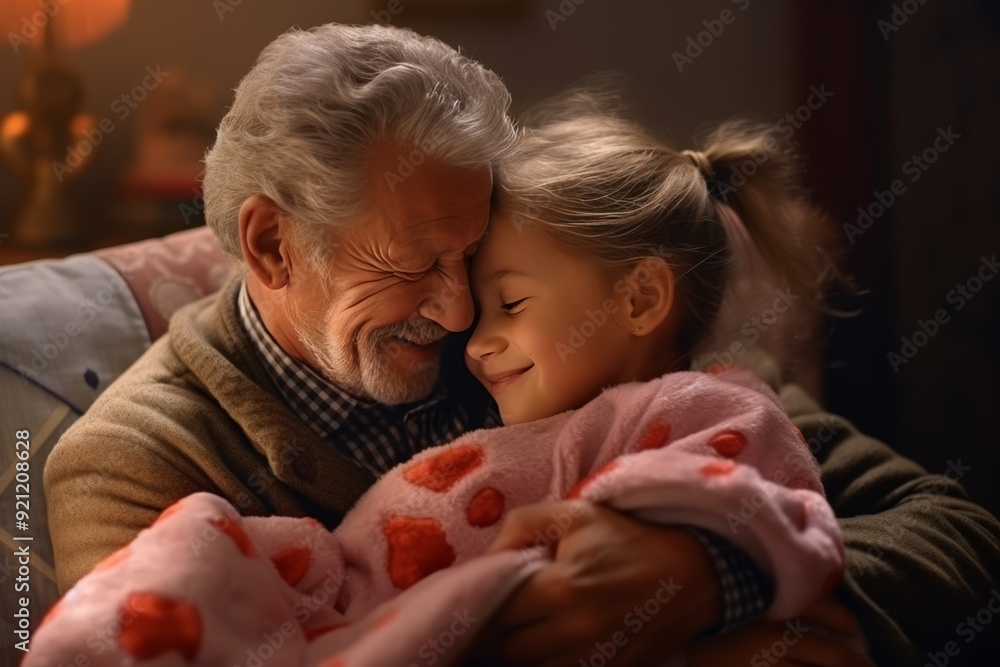 Family, home and grandpa with girl on sofa for connection, care and bonding together on weekend. Smile, senior man and relax with grandchild in living room for love, happiness and support in growth Family, home and grandpa with girl on sofa for connection, care and bonding together on weekend. Smile, senior man and relax with grandchild in living room for love, happiness and support in growth