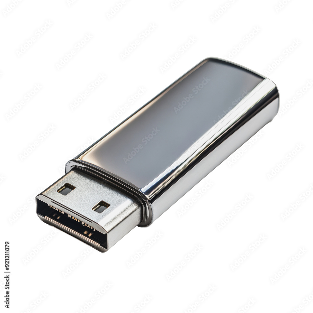 PNG Silver-finish metal USB drive PNG Silver-finish metal USB drive