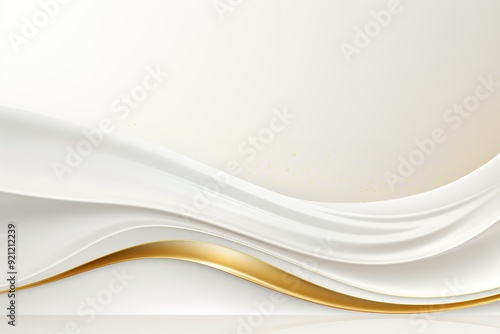 White and gold abstract background with wavy lines.