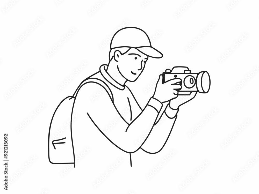 continuous single line drawing of man taking picture with camera, line art vector illustration
continuous single line drawing of man taking picture with camera, line art vector illustration