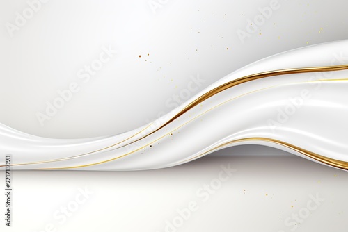 White and gold wavy abstract background.