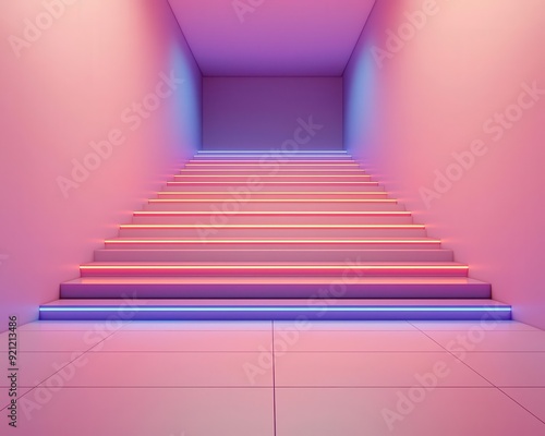 Empty catwalk with vibrant 3D runway lights in a futuristic setting  perfect for fashion design backgrounds