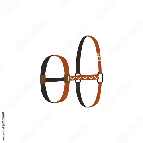 Horse harness bridle for riding, halter vector icon, equestrian stable equipment for riding horse leather tack gear