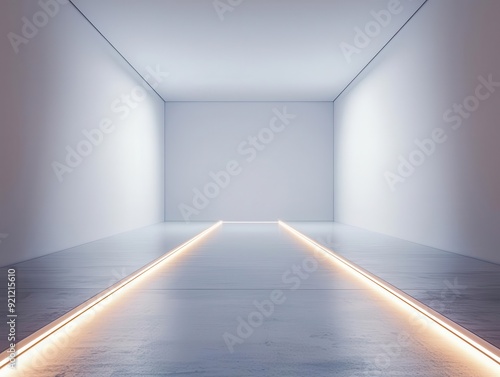 3D catwalk with sleek runway lights  set in a minimalist environment  perfect for digital media