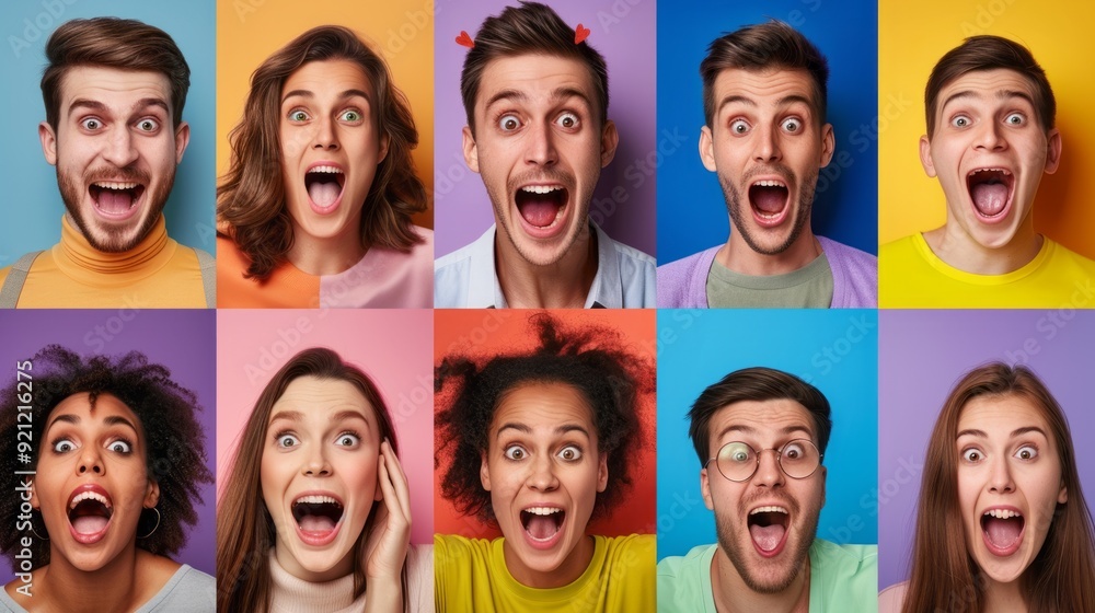 A group of people with different facial expressions A group of people with different facial expressions