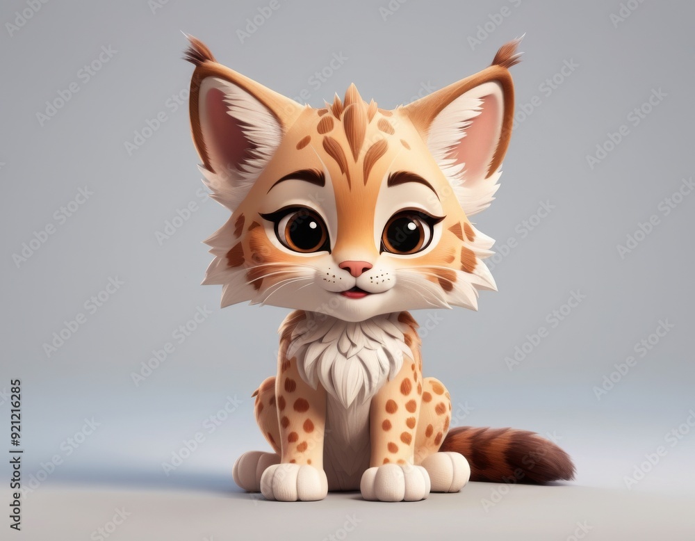 3D cute lynx cartoon Wild forest animal bobcat for children book Generative AI 3D cute lynx cartoon Wild forest animal bobcat for children book Generative AI