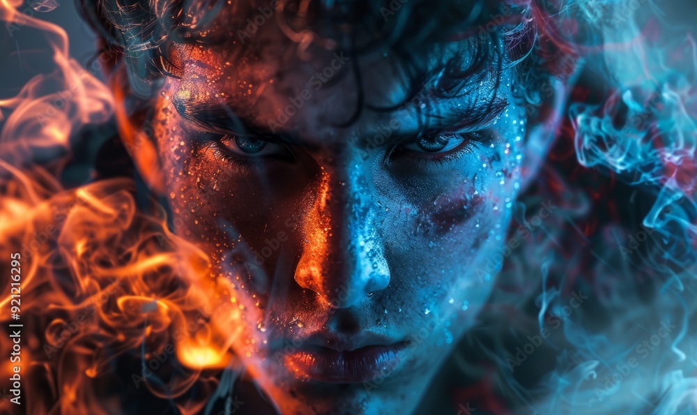 Portrait with fire and ice effect Portrait with fire and ice effect