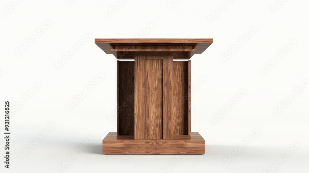 A versatile wooden podium with adjustable height and storage compartments, designed for convenience and functionality in various settings. A versatile wooden podium with adjustable height and storage compartments, designed for convenience and functionality in various settings.