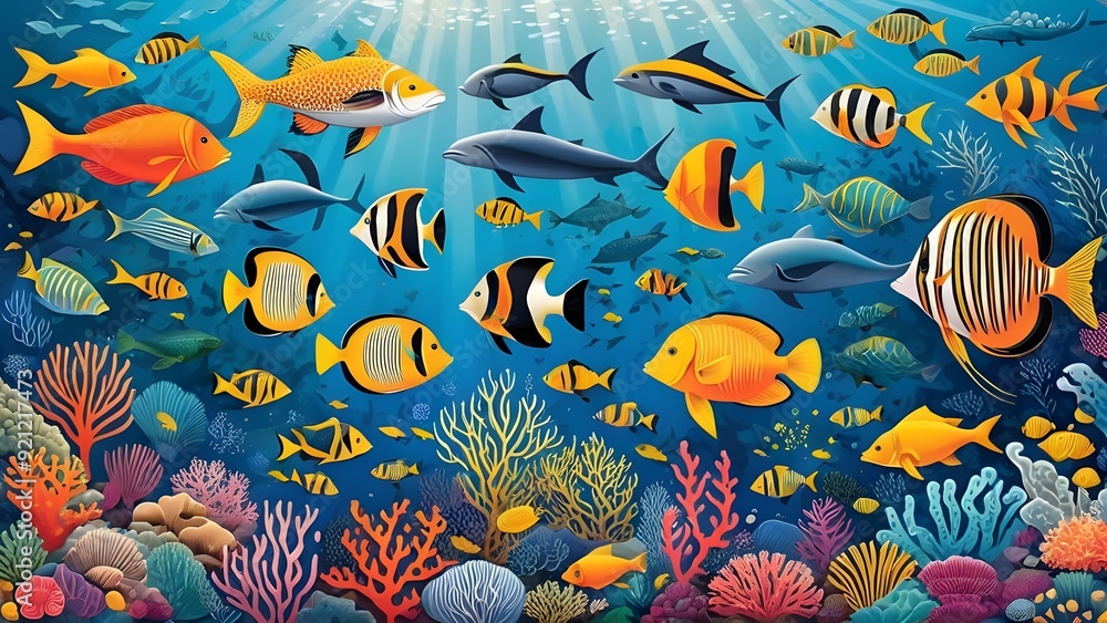Obraz premium Vibrant Underwater World - Colorful Fish and Coral Reefs