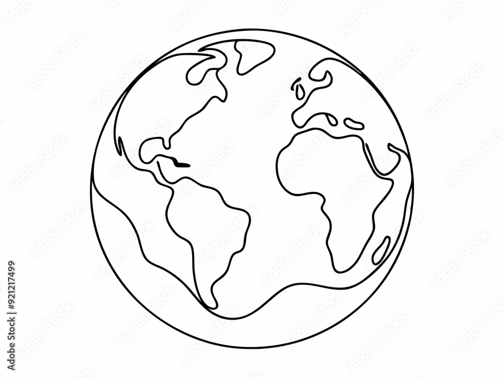 continuous single line drawing of planet earth isolated on white, line art vector illustration
continuous single line drawing of planet earth isolated on white, line art vector illustration