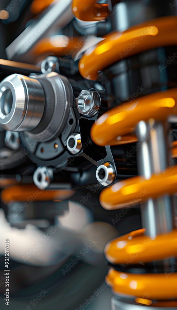 Fototapeta premium Close Up of Car Suspension Components | Control Arms, Bushings, Shock Absorbers | Automotive Engineering