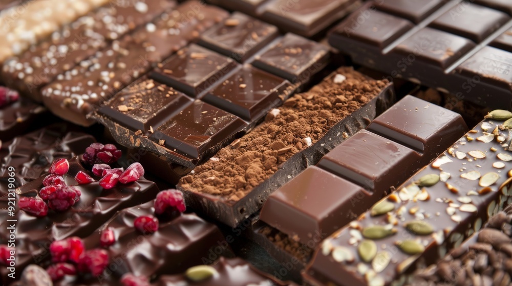 A selection of organic chocolate bars, ideal for health-conscious consumers. A selection of organic chocolate bars, ideal for health-conscious consumers.