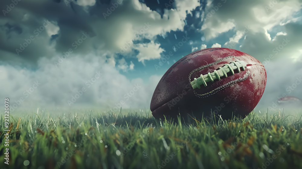 An American football on the field. An American football on the field.