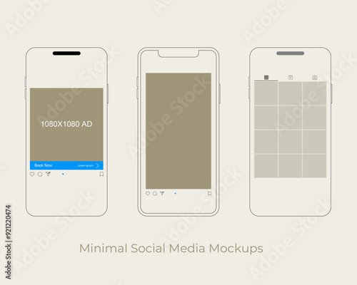 Social Media Vector Mockup. Post and Grid mockup