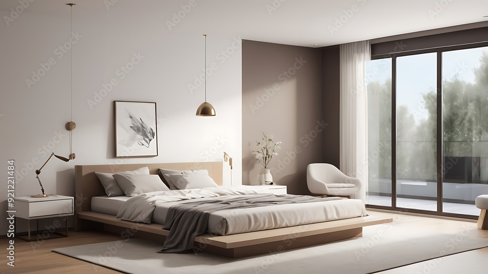 Fototapeta premium Modern Bed Room Interior Design, Cozy Bed room interior