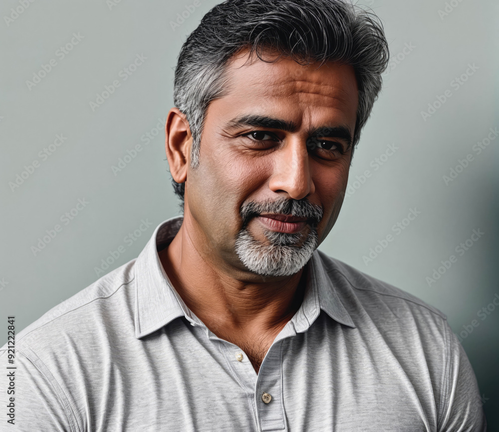 Obraz premium A man with a white shirt and gray hair is smiling