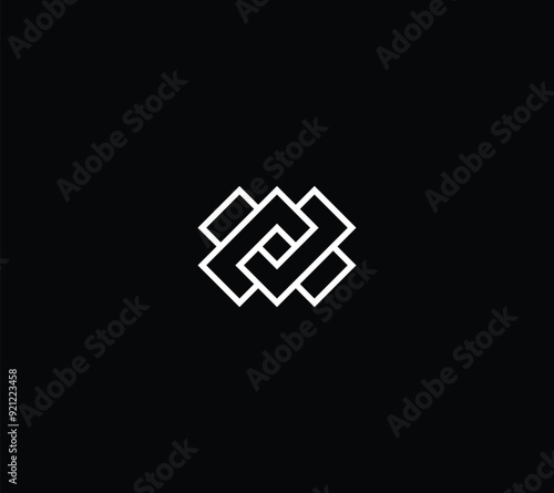 Letter AV Linear Monogram with black background. 