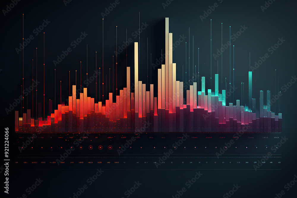 Naklejka premium generated illustration of business chart with uptrend line graph.