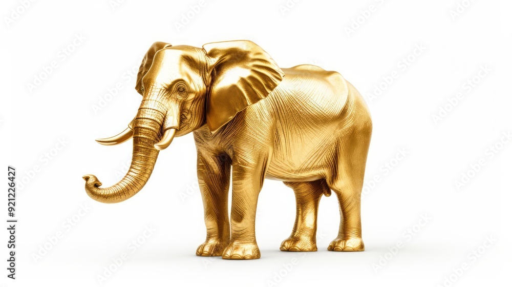 Gold elephant figurine isolated on white background. Neural network ai generated art Gold elephant figurine isolated on white background. Neural network ai generated art