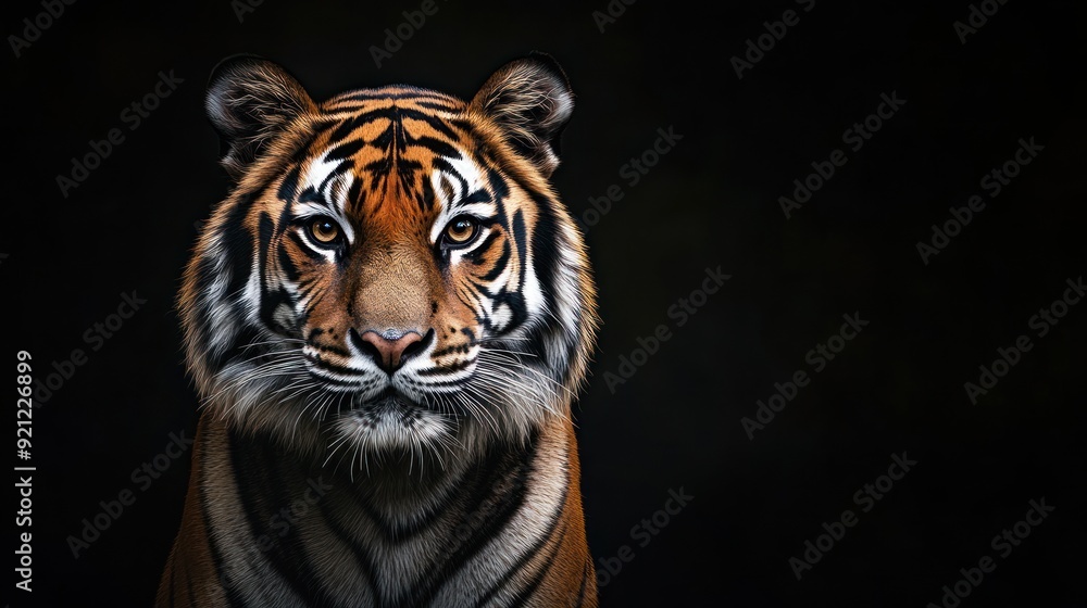 Fototapeta premium A tiger is staring at the camera with its mouth open
