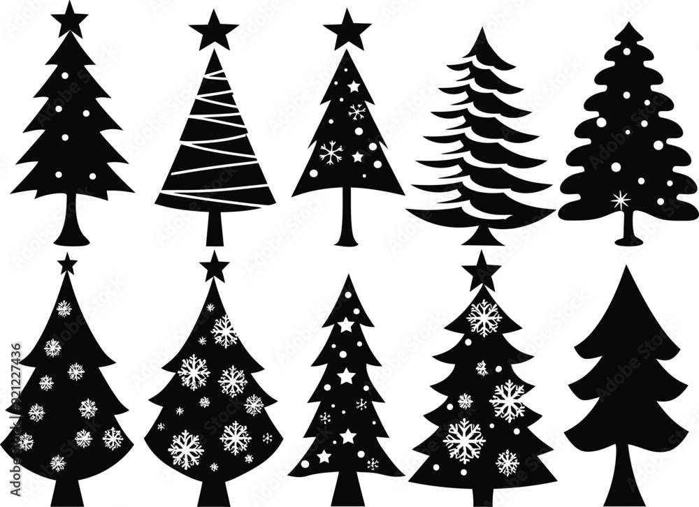 set of christmas trees vector simple silhouette set of christmas trees vector simple silhouette