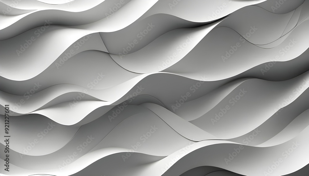 Fototapeta premium Paint effect. Wavy background. Hand drawn waves. Stripe texture with many lines. Illustration of the pattern of gray lines on white background. 