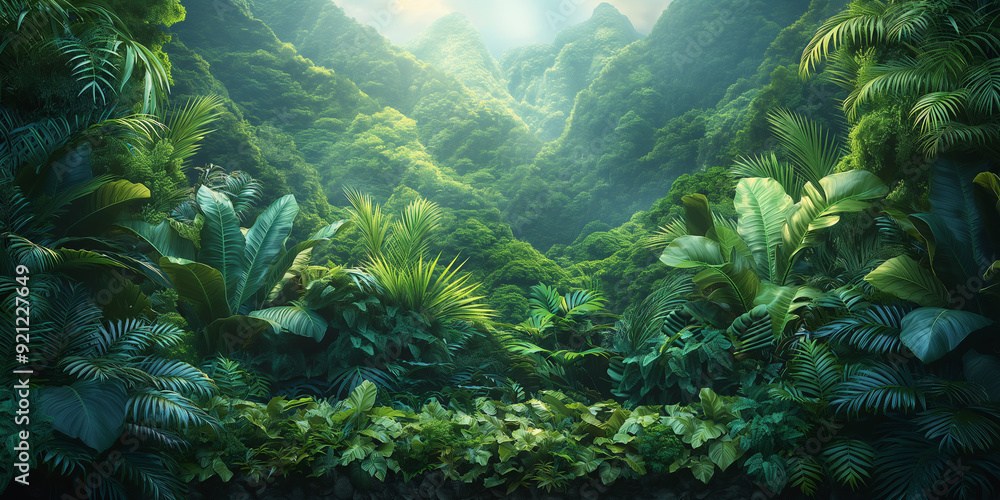 A lush green plant with many leaves and some flowers A lush green plant with many leaves and some flowers