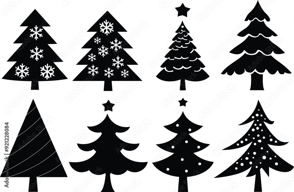 set of christmas trees vector simple silhouette set of christmas trees vector simple silhouette